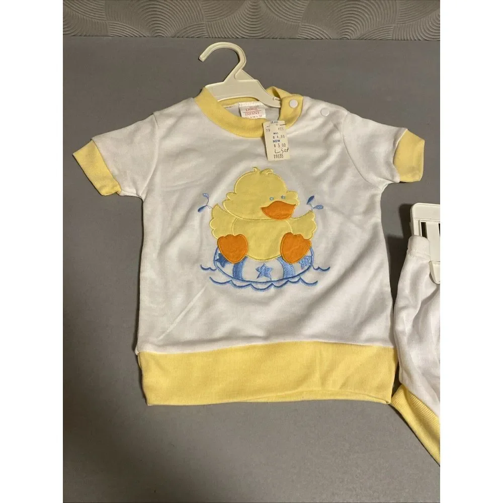 NOS Sears‎ Infant Baby Outfit Duck Large FLAW